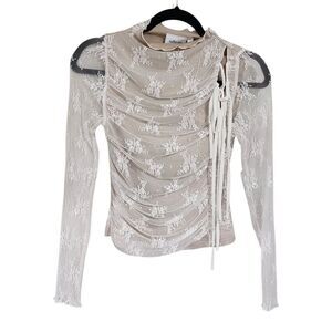 Willow Root Womens Lace Top S Y2K High Neck Western Cowgirl Festival Fairy